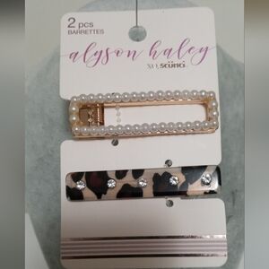 Pearl and Leopard Hair Barrettes